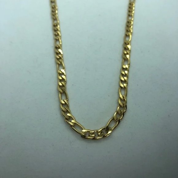 18k Yellow Gold Filled Figaro Necklace Unisex - Picture 1 of 3